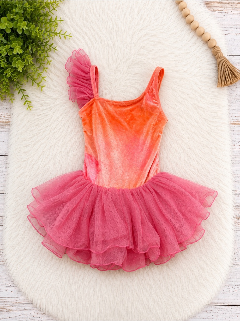 Theatricals Girls Velvet Tutu Leotard Dance Costume Pink Orange Size SC